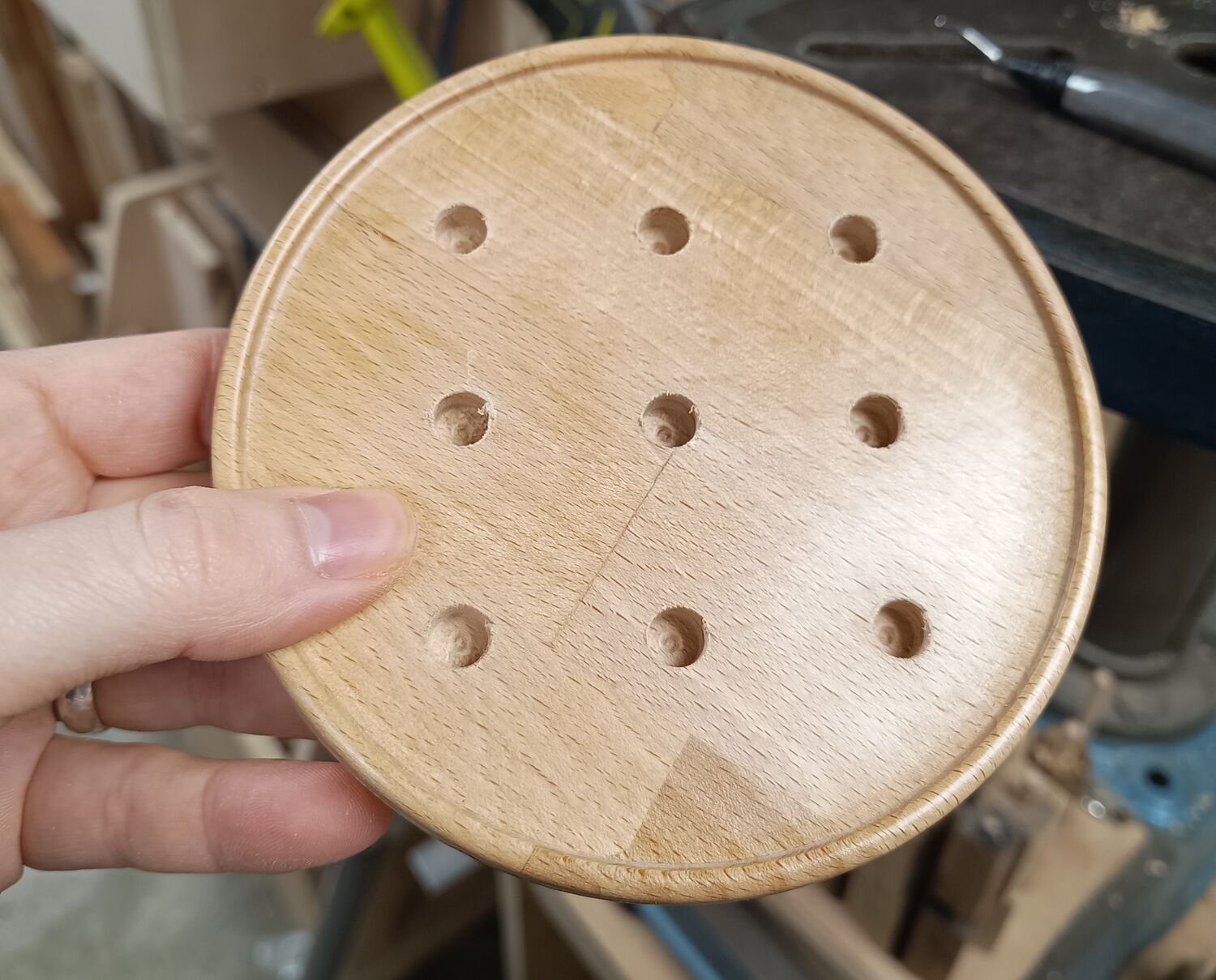 Wooden bowl detail showing natural texture
