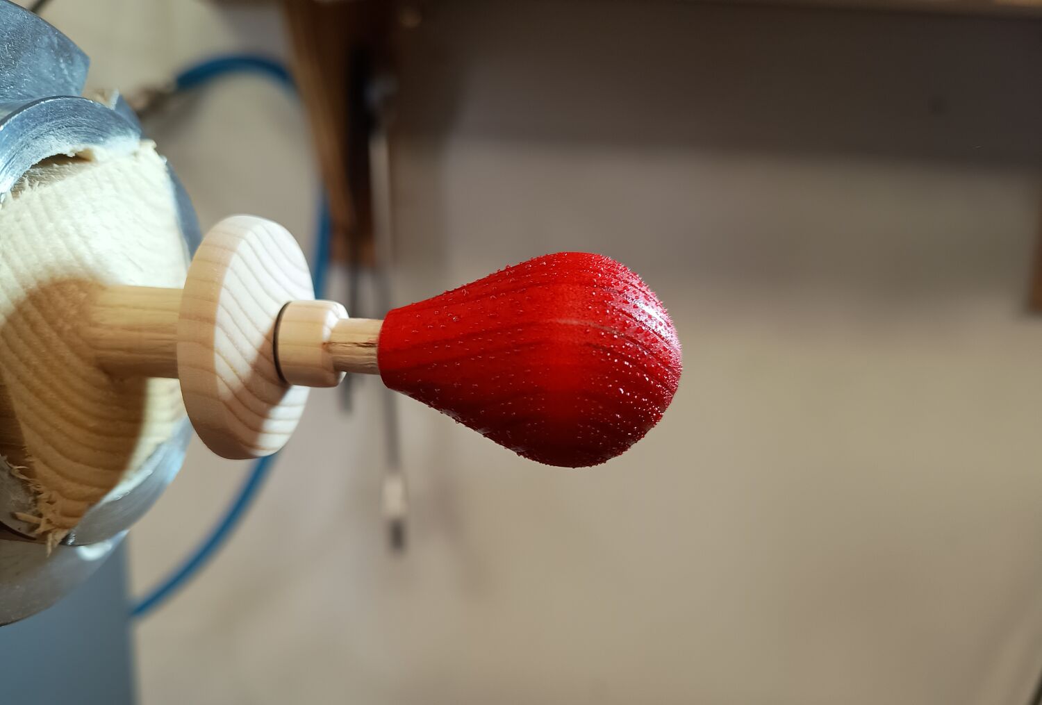 Professional craftsman using wood lathe